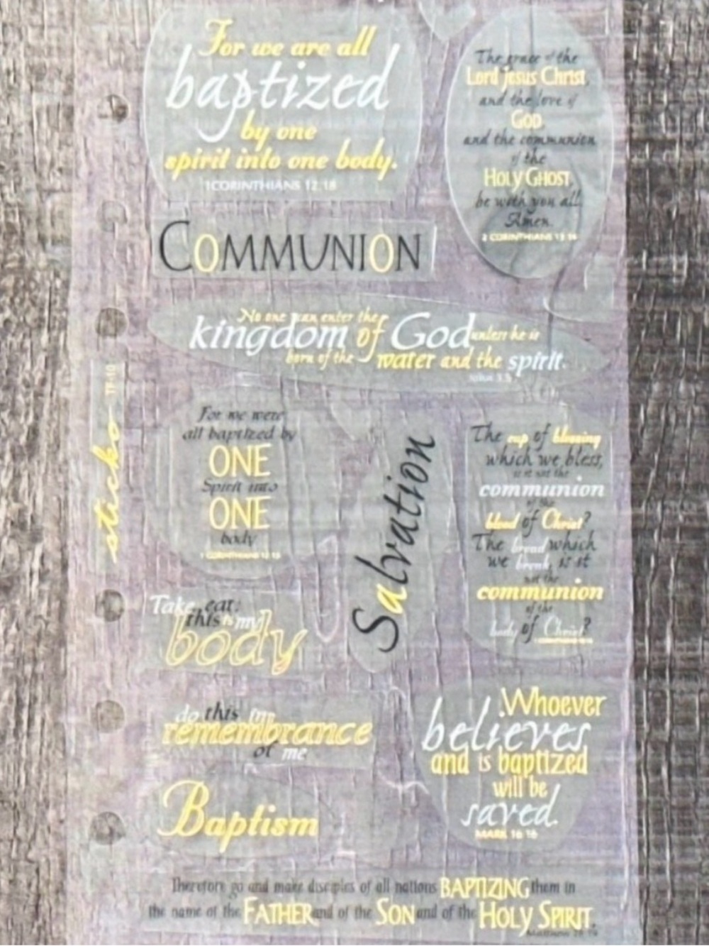 💞 New Christian Baptism & Communion Scrapbook Craft Stickers
